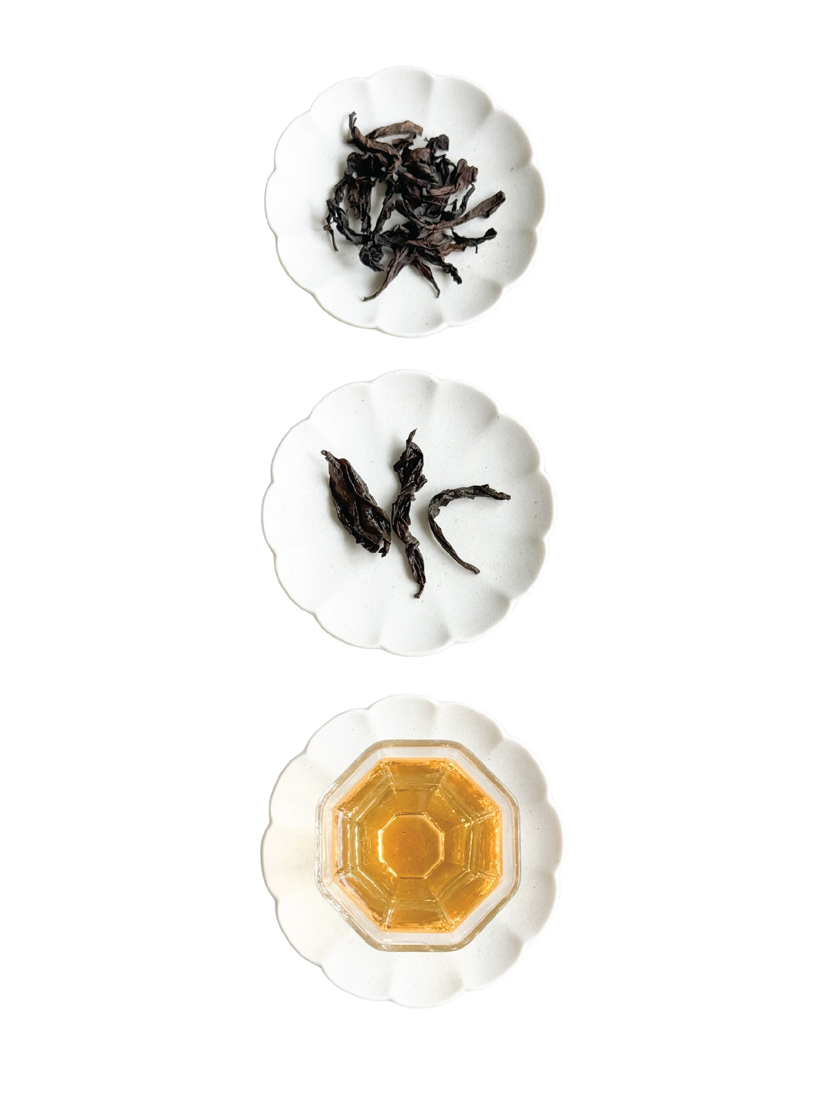 Showcases dry leaves, wet leaves and its honey golden infusion. 